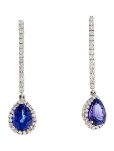 Pre-owned Earrings 14k 3.67ctw Tanzanite & Diamond Drop  In Multi