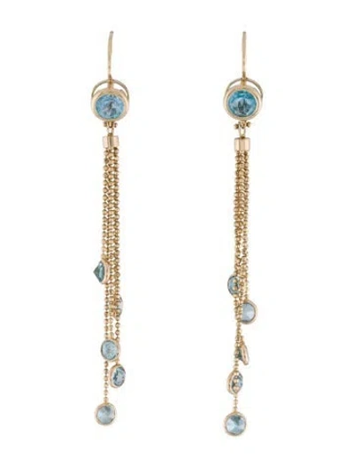 Pre-owned Earrings 14k 3.70ctw Topaz Drop  In Multi