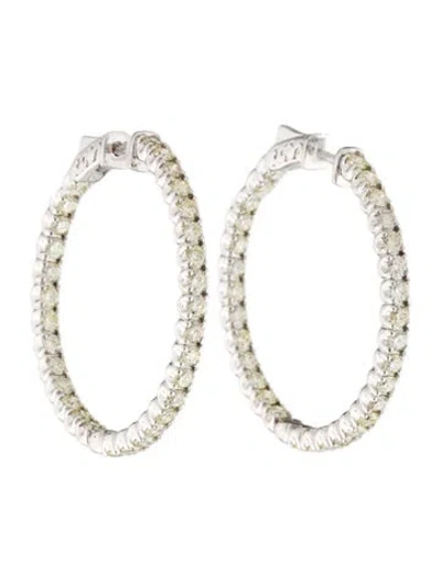 Pre-owned Earrings 14k 3.72ctw Diamond Hoop  In Multi