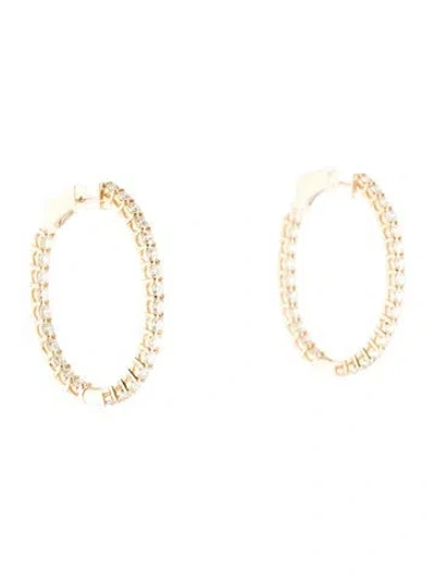 Pre-owned Earrings 14k 3.77ctw Diamond Inside-out Hoop  In Multi