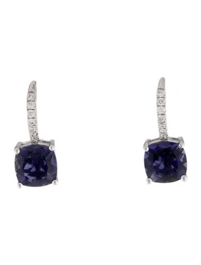 Pre-owned Earrings 14k 3.77ctw Iolite & Diamond Drop  In Multi