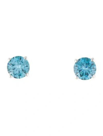 Pre-owned Earrings 14k 3.78ctw Lab-grown Diamond Solitaire Stud  In Multi
