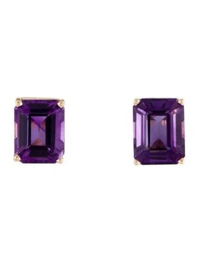 Pre-owned Earrings 14k 3.80ctw Amethyst Stud  In Multi