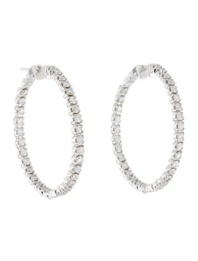 Pre-owned Earrings 14k 3.84ctw Diamond Inside Out Hoop  In Multi