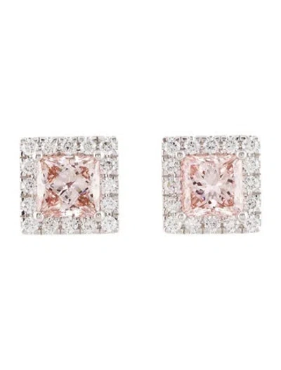 Pre-owned Earrings 14k 3.85ctw Lab-grown Diamond Halo Stud  In Multi