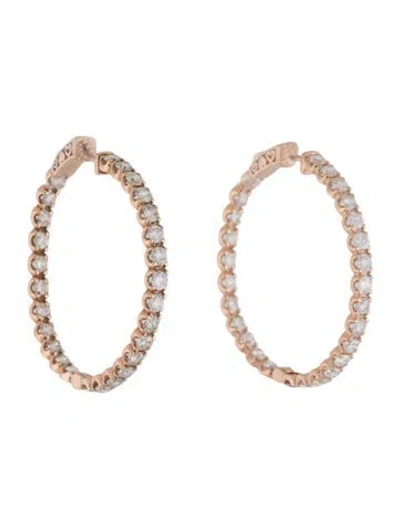 Pre-owned Earrings 14k 3.88ctw Diamond Inside Out Hoops In Multi
