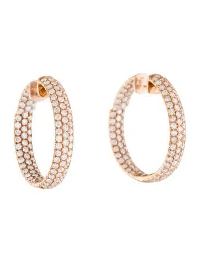 Pre-owned Earrings 14k 3.90ctw Diamond Hoops In Multi