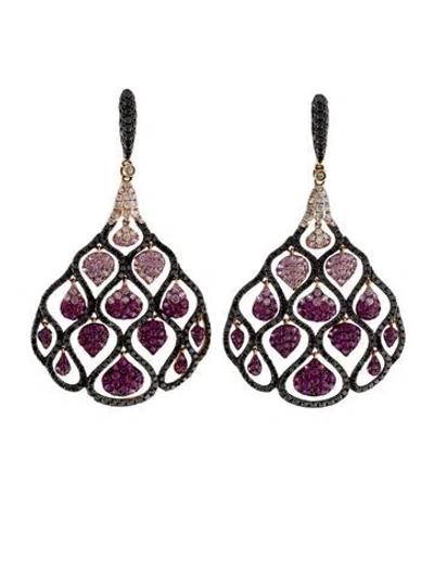Pre-owned Earrings 14k 3.97ctw Diamond, Ruby & Sapphire Chandelier  In Multi