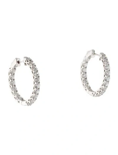 Pre-owned Earrings 14k 3.98ctw Lab-grown Diamond Inside Out Hoop  In Multi