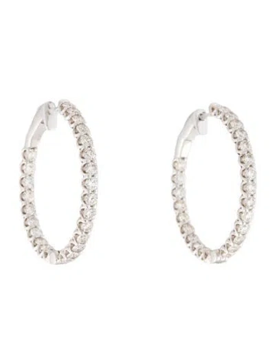 Pre-owned Earrings 14k 4.00ctw Diamond Inside-out Hoop  In Multi