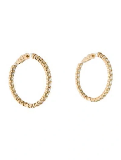 Pre-owned Earrings 14k 4.00ctw Diamond Inside-out Hoop  In Multi