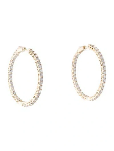 Pre-owned Earrings 14k 4.03ctw Diamond Inside Out Hoop  In Multi