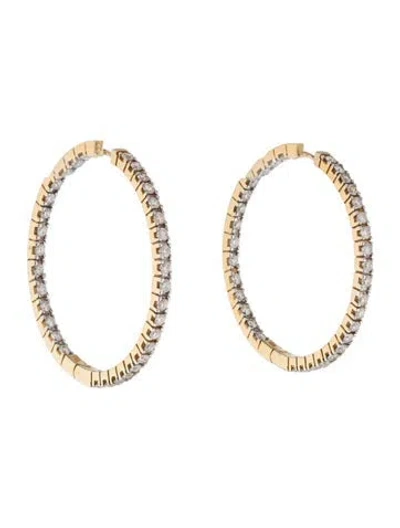 Pre-owned Earrings 14k 4.08ctw Diamond Inside-out Hoop  In Multi