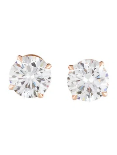 Pre-owned Earrings 14k 4.09ctw Lab-grown Diamond Solitaire Stud  In Multi