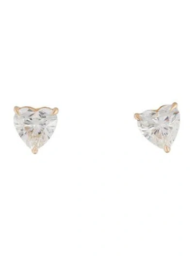 Pre-owned Earrings 14k 4.10ctw Lab-grown Diamond Heart Stud  In Multi