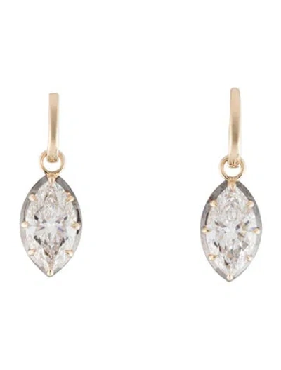 Pre-owned Earrings 14k 4.12ctw Lab-grown Diamond Huggie Drop  In Multi