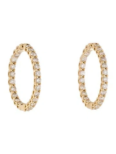 Pre-owned Earrings 14k 4.13ctw Diamond Hoop  In Multi