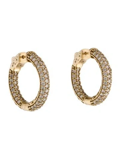Pre-owned Earrings 14k 4.18ctw Diamond Inside Out Hoop  In Multi