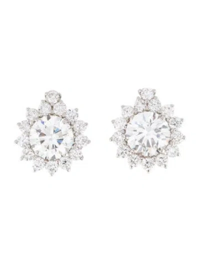 Pre-owned Earrings 14k 4.20ctw Lab-grown Diamond Flower Stud  In Multi