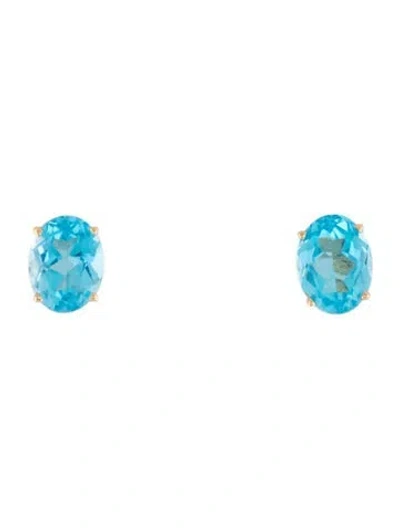 Pre-owned Earrings 14k 4.20ctw Topaz Stud  In Multi