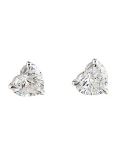 Pre-owned Earrings 14k 4.21ctw Lab-grown Diamond Heart Stud  In Multi