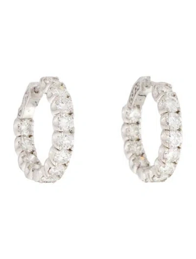 Pre-owned Earrings 14k 4.24ctw Diamond Inside-out Hoop  In Multi