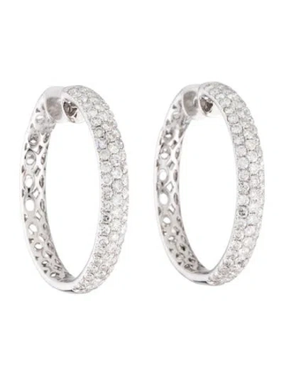 Pre-owned Earrings 14k 4.25ctw Diamond Hoop  In Multi