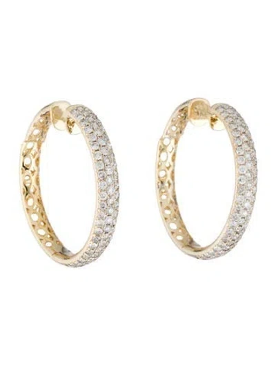 Pre-owned Earrings 14k 4.25ctw Diamond Hoop  In Multi