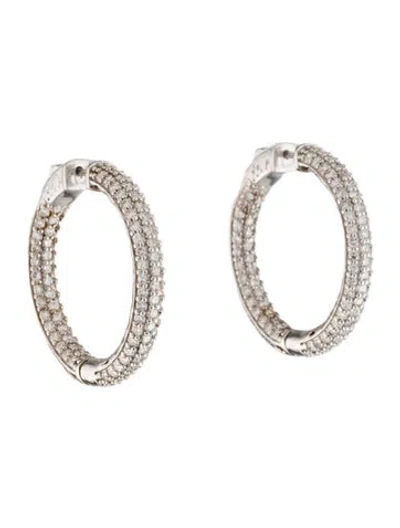 Pre-owned Earrings 14k 4.28ctw Diamond Inside-out Hoop  In Multi