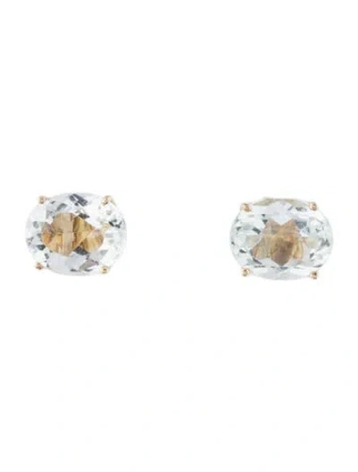 Pre-owned Earrings 14k 4.30ctw Aquamarine Stud  In Multi