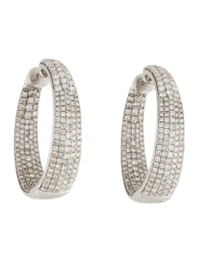 Pre-owned Earrings 14k 4.30ctw Diamond Pavé Hoops In Multi