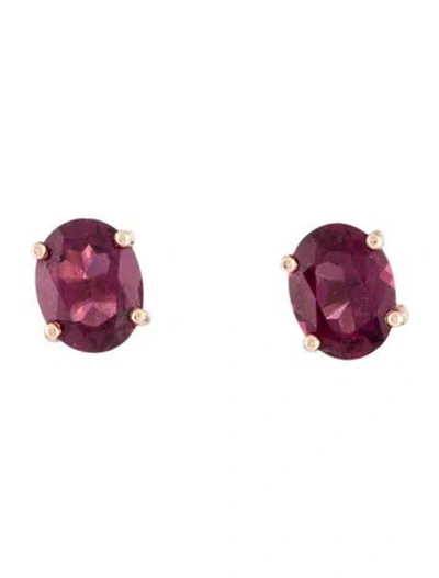 Pre-owned Earrings 14k 4.35ctw Rhodolite Stud  In Multi