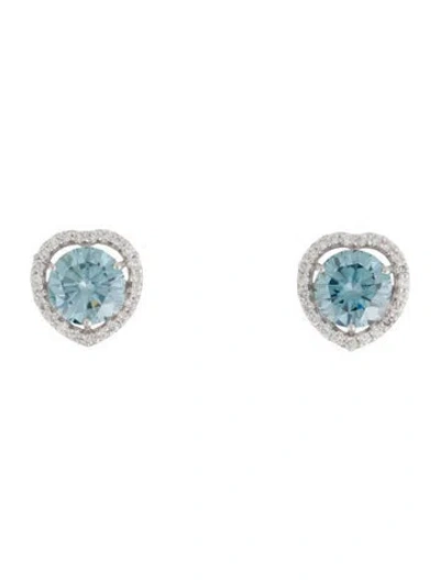 Pre-owned Earrings 14k 4.53ctw Lab-grown Diamond Heart Stud  In Multi