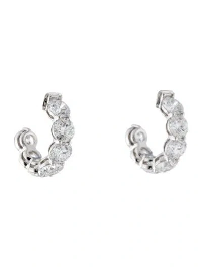 Pre-owned Earrings 14k 4.58ctw Lab Grown Diamond Mini Half Hoop  In Multi
