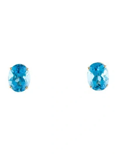 Pre-owned Earrings 14k 4.58ctw Topaz Stud  In Multi