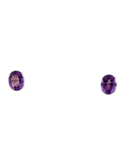 Pre-owned Earrings 14k 4.62ctw Amethyst Stud  In Multi