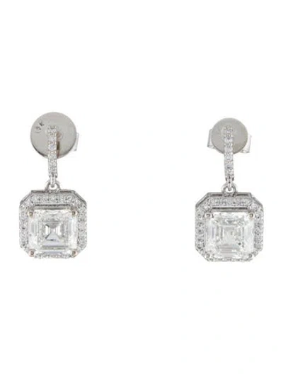 Pre-owned Earrings 14k 4.64ctw Lab-grown Diamond Halo Drop  In Multi