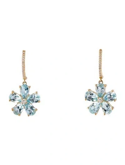 Pre-owned Earrings 14k 4.65ctw Topaz & Diamond Drop  In Multi
