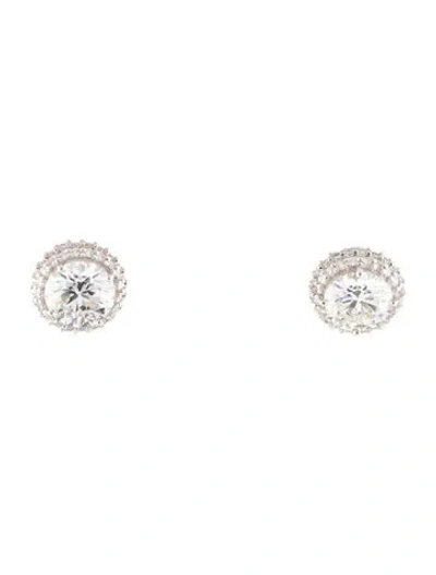Pre-owned Earrings 14k 4.66ctw Lab-grown Diamond Halo Stud  In Multi