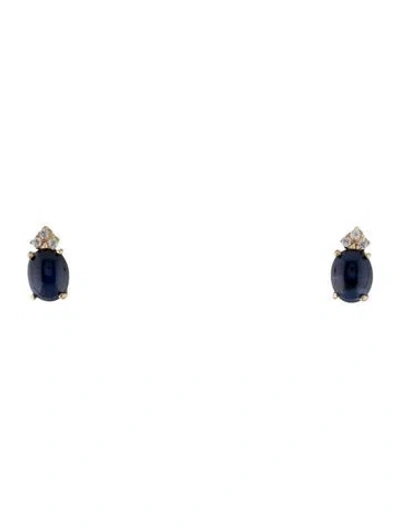Pre-owned Earrings 14k 4.81ctw Sapphire & Diamond Stud  In Multi