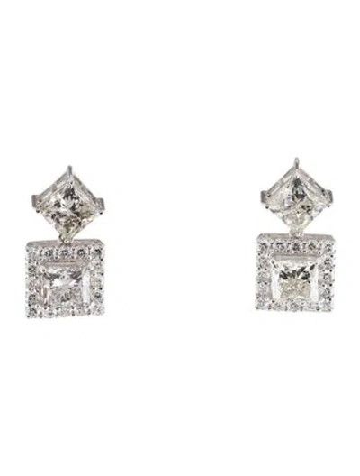 Pre-owned Earrings 14k 4.82ctw Lab-grown Diamond Drop  In Multi