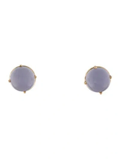 Pre-owned Earrings 14k 4.92ctw Chalcedony Stud  In Multi
