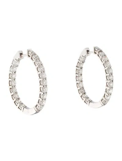 Pre-owned Earrings 14k 5.00ctw Diamond Inside-out Hoop  In Multi