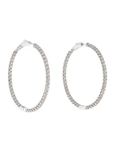 Pre-owned Earrings 14k 5.00ctw Diamond Inside-out Hoop  In Multi