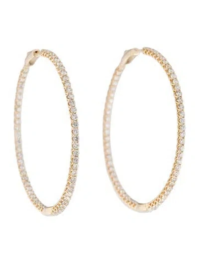 Pre-owned Earrings 14k 5.00ctw Diamond Inside-out Hoop  In Multi