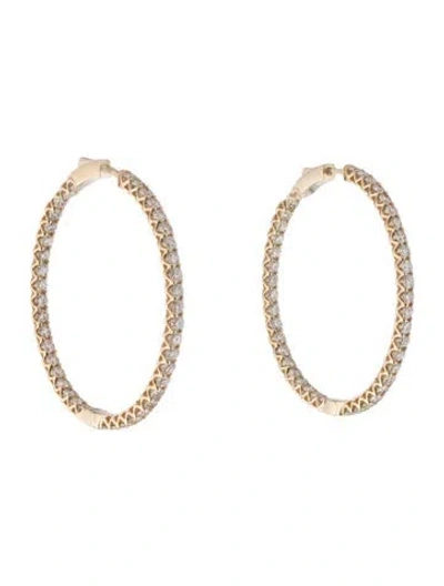 Pre-owned Earrings 14k 5.00ctw Diamond Inside-out Hoop  In Multi