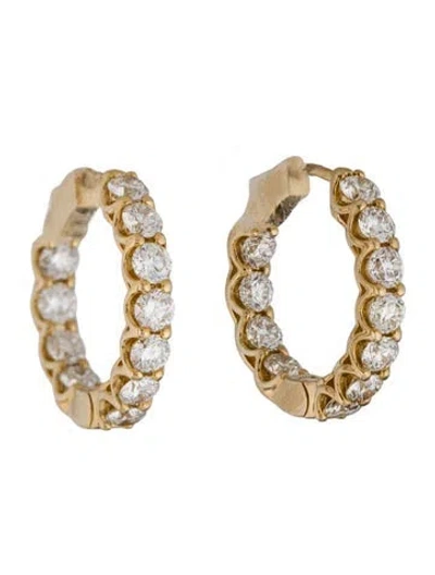Pre-owned Earrings 14k 5.00ctw Diamond Inside-outside Hoop  In Multi