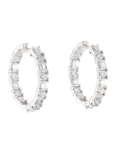 Pre-owned Earrings 14k 5.00ctw Lab-grown Diamond Inside-out Hoop  In Multi