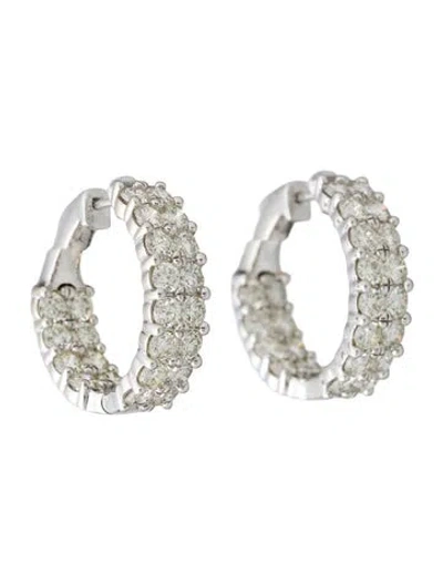 Pre-owned Earrings 14k 5.04ctw Diamond Inside Out Hoop  In Multi