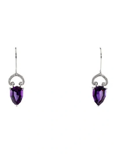 Pre-owned Earrings 14k 5.22ctw Amethyst & Diamond In Multi